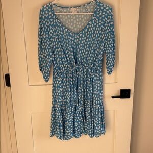 FRESHA LONDON Blue and White Patterned Womens Dress